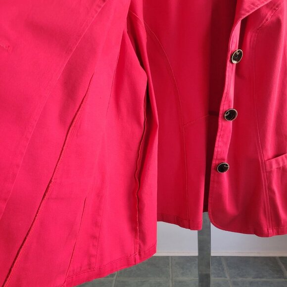 Denim &Company Dressy Red ¾ Sleeve Front Button Jacket (Size: 3X) - Picture 7 of 14